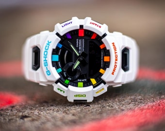 Bespoke Hand-Painted G-SHOCK GBA-900 G-SQUAD – Rainbow | Artist CasiOak Mod | Unique Customized Timepiece | Limited Edition Watches