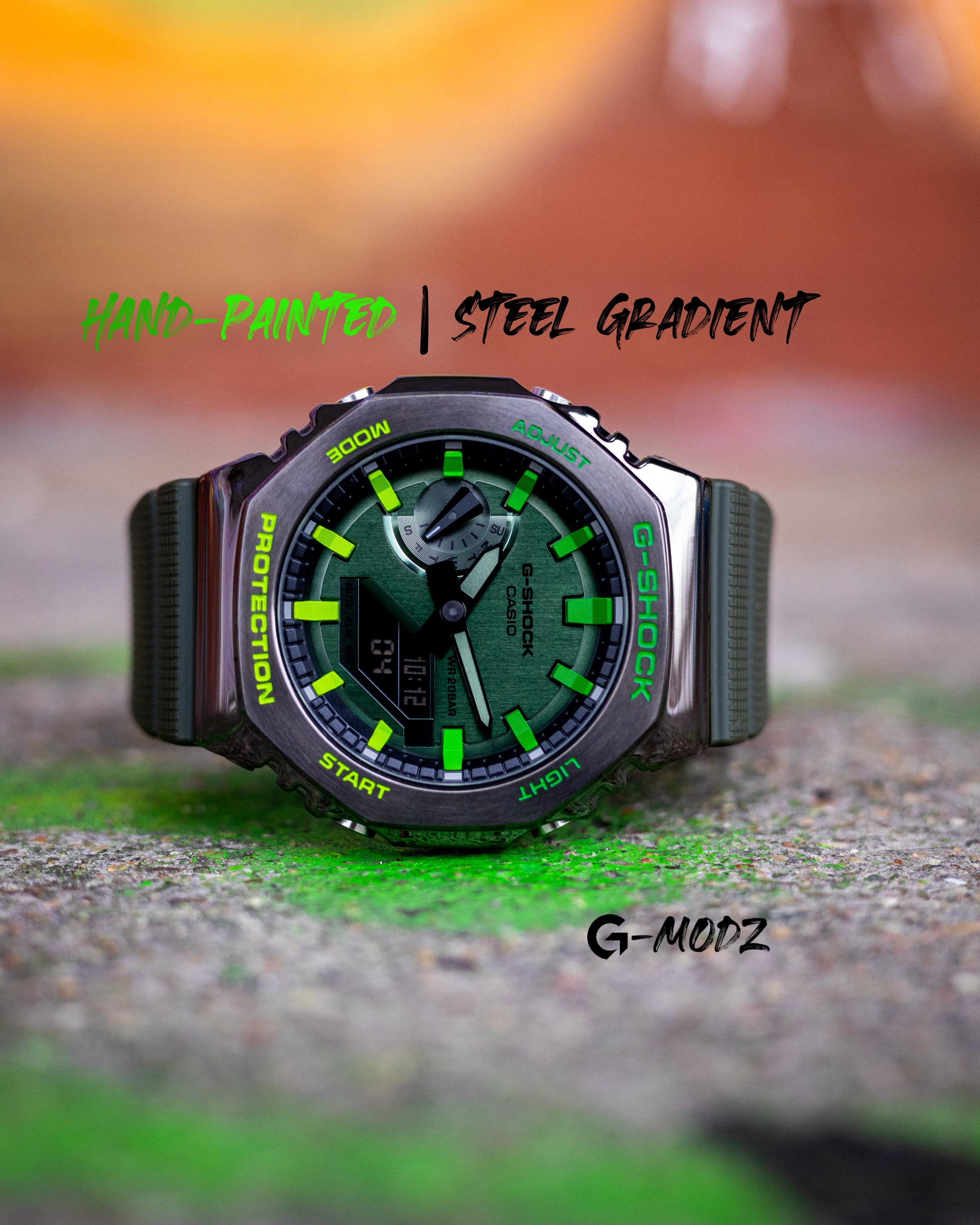 Bespoke G-SHOCK GM2100 Green Gradient Steel Mod | Hand-painted