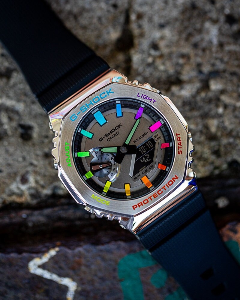 Casio G Shock Steel Rainbow - High Quality Casioak Mod - Hand