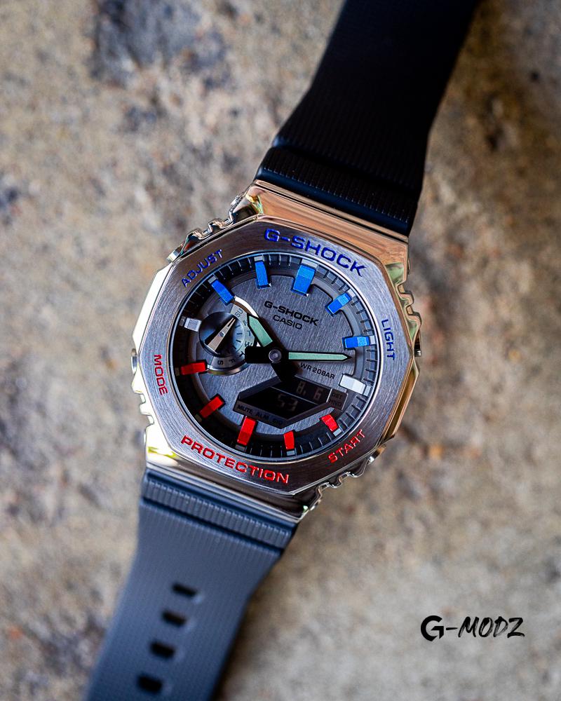 Limited to 10 | Artist Hand Painted G-SHOCK GM-2100 Pepsi Steel