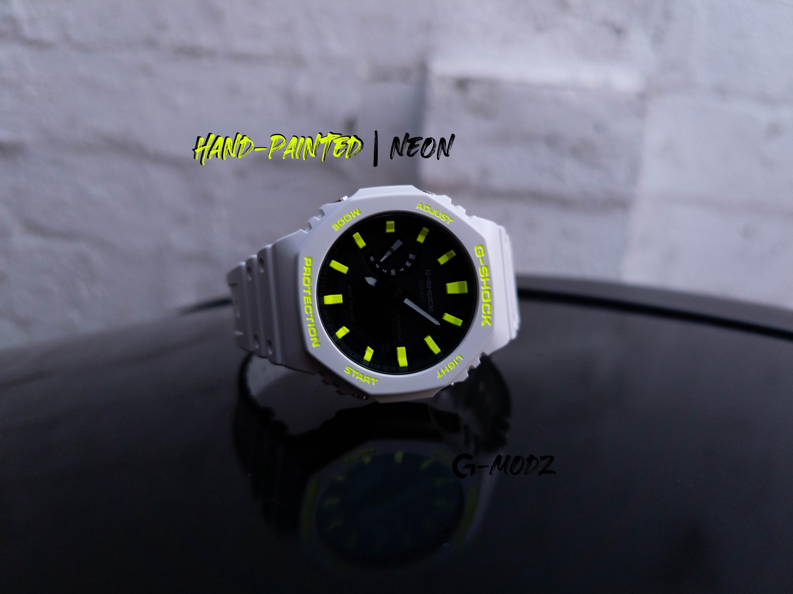 Bespoke G-SHOCK GA2100 Neon Yellow Mod | Hand-painted Artist