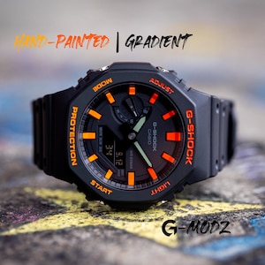 Casio G Shock CasiOak GA-2100 Orange Gradient Mod | Custom Hand-Painted Watch | High-Quality G-Modz Timepiece | Unique Modded Wristwatch