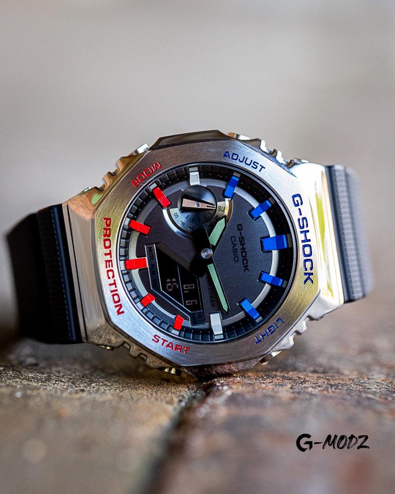 Limited to 10 | Artist Hand Painted G-SHOCK GM-2100 Pepsi Steel