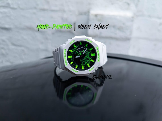 Casio G Shock Casioak GA2100 Neon Green Chaos | Custom Hand