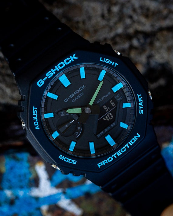Casio G shock Black Sky Blue Casioak Ga2100 Wrist Watch G Shock