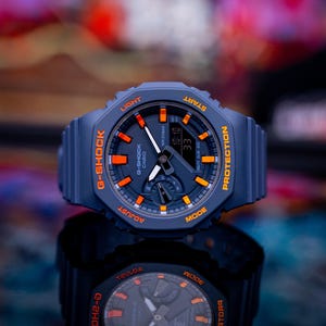Casio Mod Custom GShock Orange Blue Modified GMA-S2100 Mod - High-Quality CasiOak Mod - Custom Casio G-Shock Hand painted wrist watch Mods