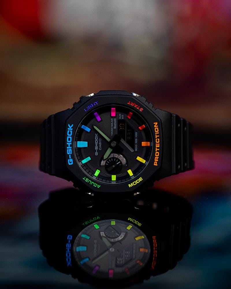 に*読様 G-SHOCK GA-B2100 レインボーカスタム（換装用ブラックベ カシオ モッド GShock GA-B2100 ブラック & レインボー - 高品質