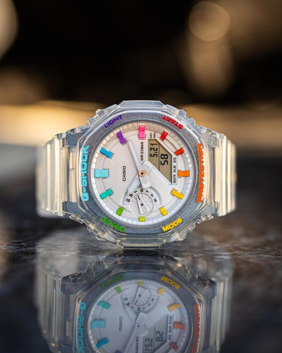 【おさかな】CASIO G-SHOCK Casio G-shock GMA-S2100 Jellyfish Rainbow | Artist Casioak Mod - Etsy