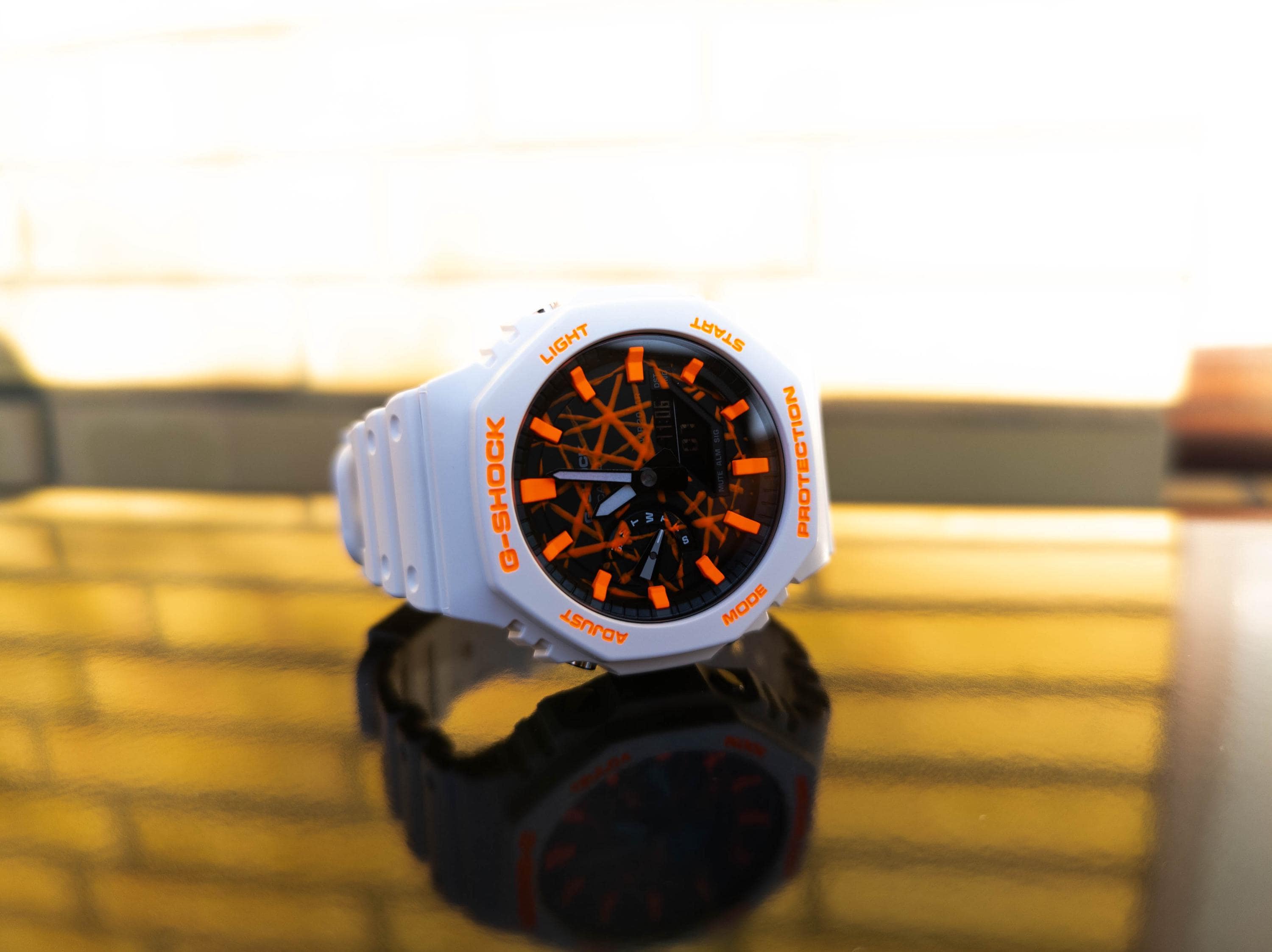 Casio G Shock White UV Orange - Casioak Mod Ga2100 - Wrist Watch