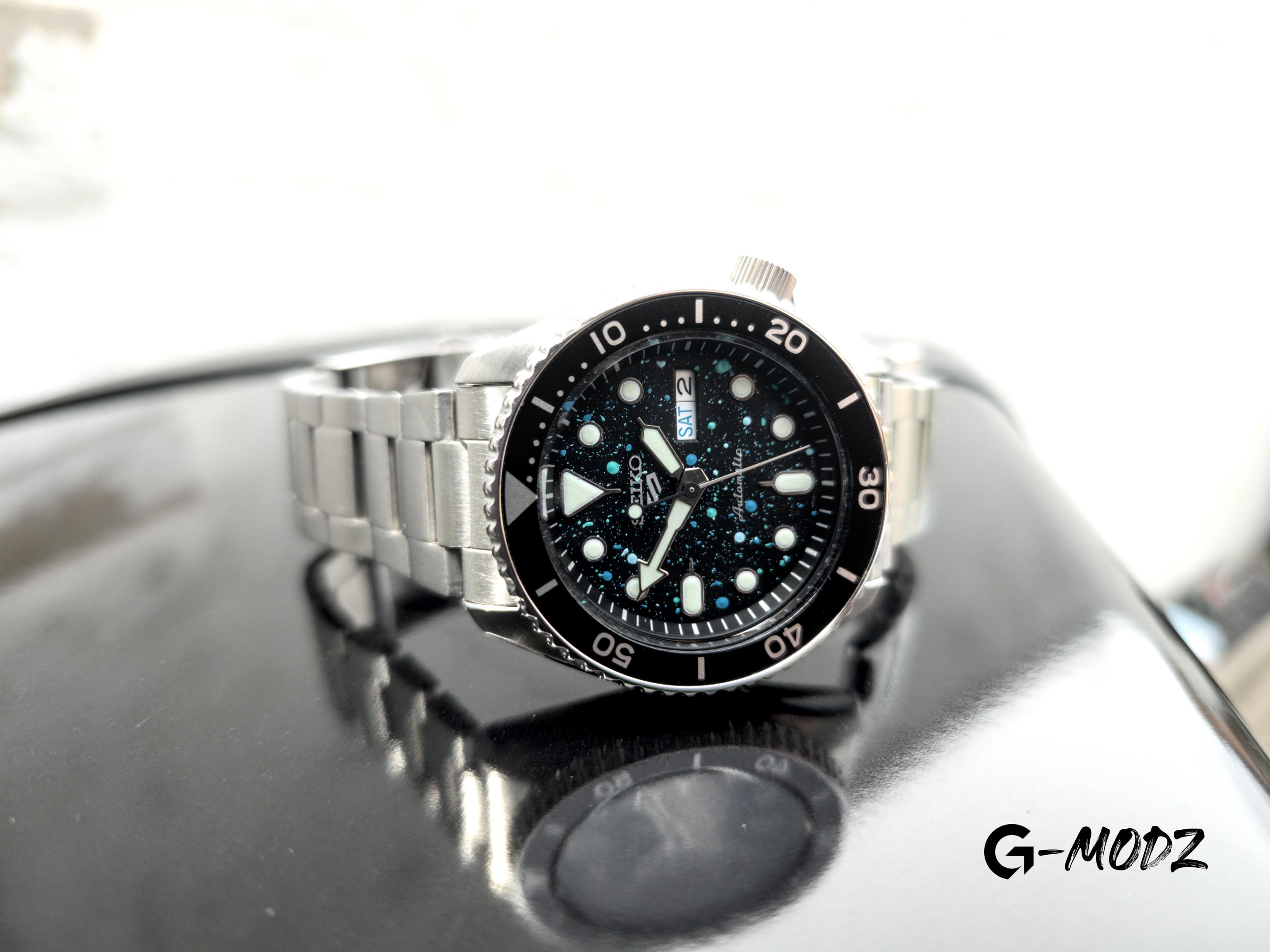 Hand-painted Seiko 5 Sports Galaxy - Day-date SRPD55K1 Mod - G