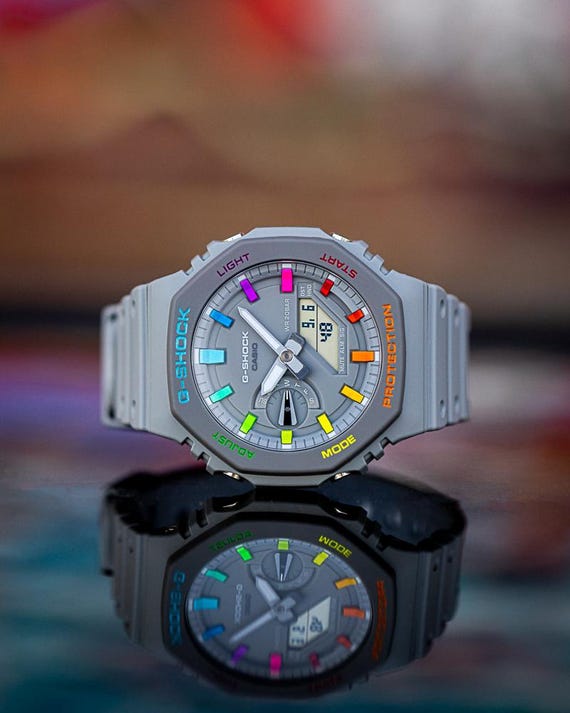 Casio G Shock Grey Rainbow - Casioak Mod Ga2100 - Wrist Watch