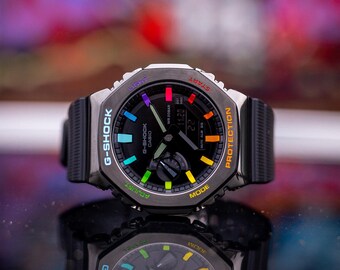 Casioak G-shock Black GM-2100 Rainbow | Artist Casioak Mod - Etsy