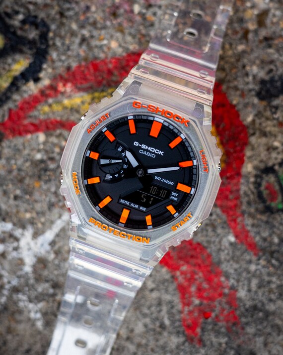 Orange g shock store mens watch