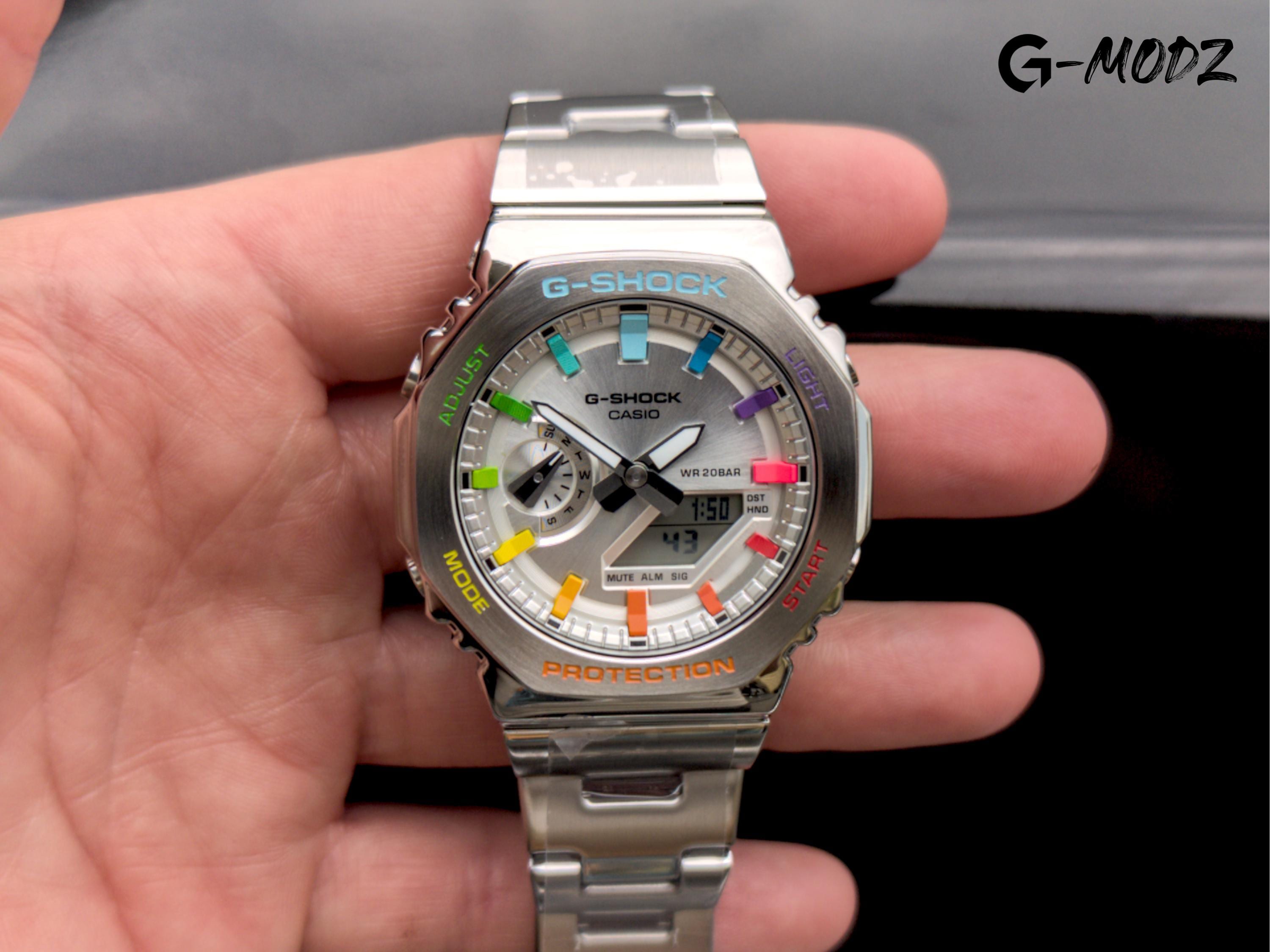 Bespoke Hand Painted G-SHOCK GM-2110D Rainbow Full Metal | Artist