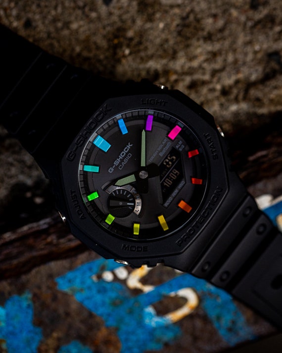 Casio G-shock Made Gift - Solar Ga-b2100 Her Gift Personalized Watch Birthday Gift Casioak Black for Watch Gift Him Etsy Custom Rainbow for Wrist