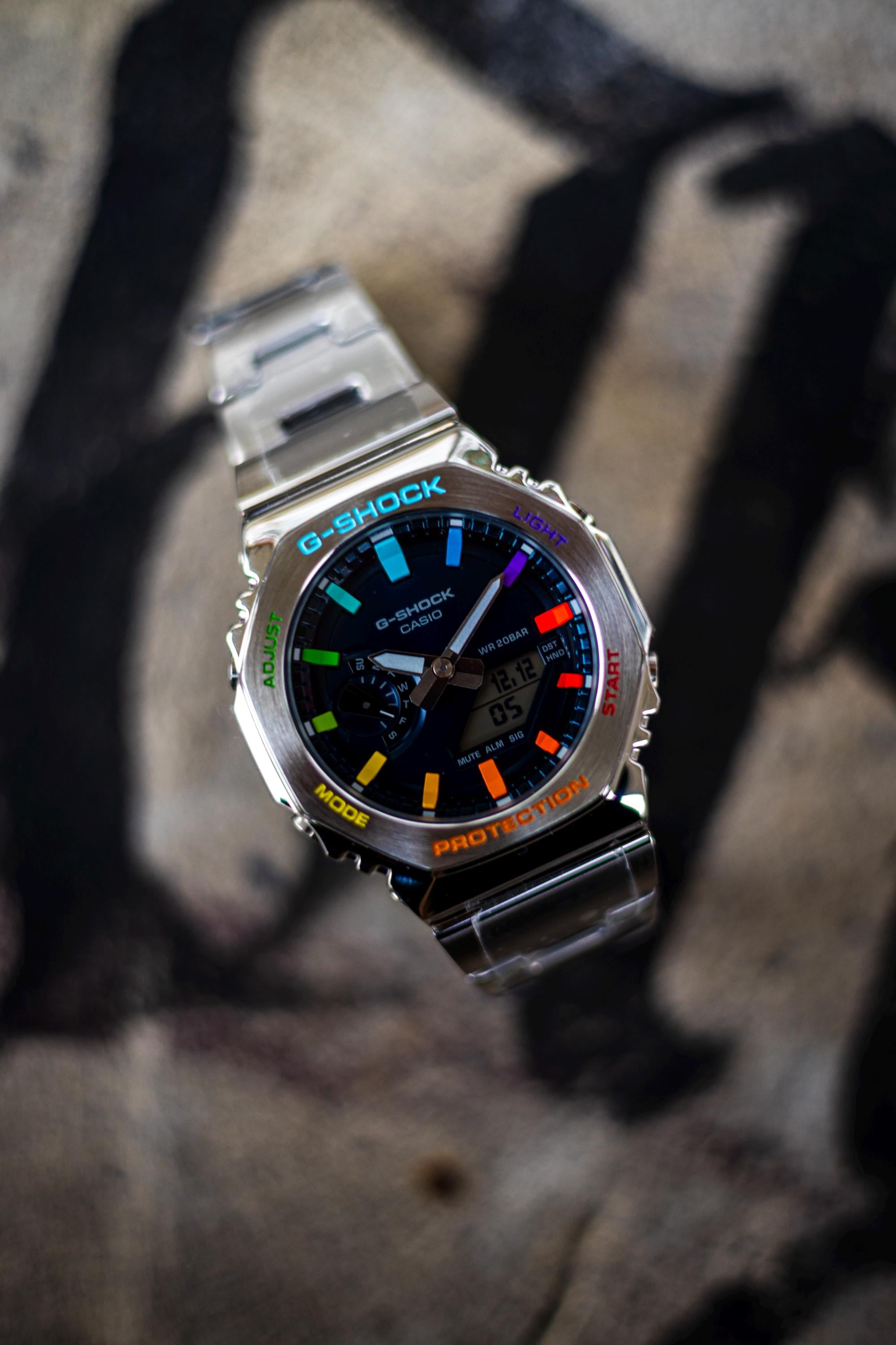 Bespoke Hand-painted G-SHOCK GM-2110D Rainbow Full Steel | Artist