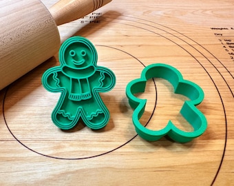 Gingerbread Cookie Cutter & Stamp Set – 3D Printed Winter Baking Tool