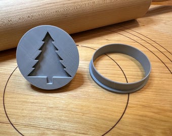 Christmas tree Cookie Cutter & Stamp Set – 3D Printed Winter Baking Tool