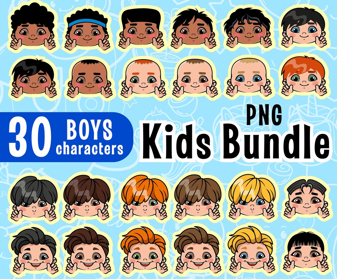 Cute Kids Clipart Bundle, Peekaboo Boys, Best Friends, Grandkids Family ...