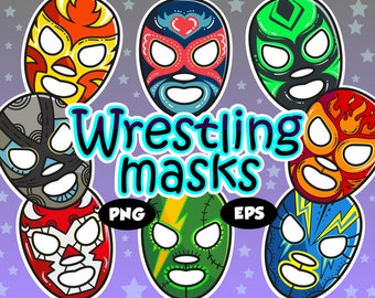 Luchador masques clipart png, Paquet de masques de lutte, Masque mexicain Lutte, Festival, Masque du Mexique, Masques Lucha Libre, Sports Digital ClipArt