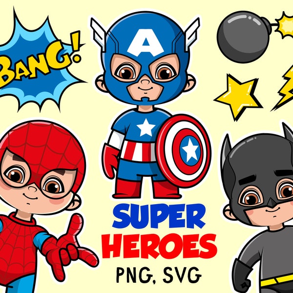 Baby Super Heroes clipart SVG, Super boys clipart, Super hero download png file