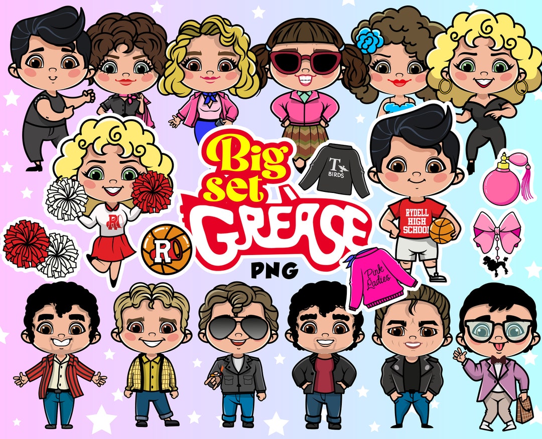 Grease Clipart, 50s Retro Clipart, Cute Kids Clipart, Pink Ladies
