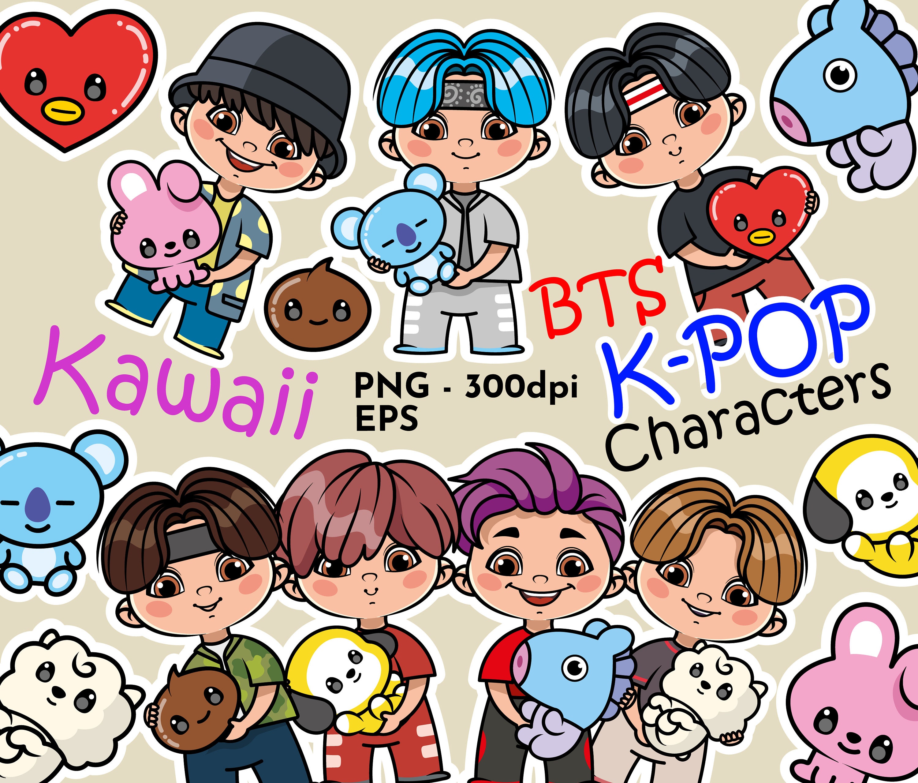 Transparent Bts Stickers Png - Bts Cute Easy Drawings, Png