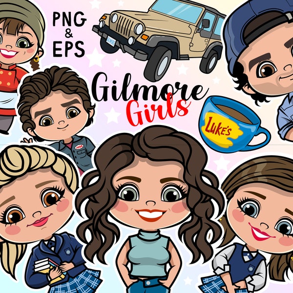 Gilmore girls bundle, Tv Show Gilmore, Luke's, cute kids Clipart, Jess Mariano, Rory Gilmore, Lorelai Gilmore, Sookie St. James, Luke Danes