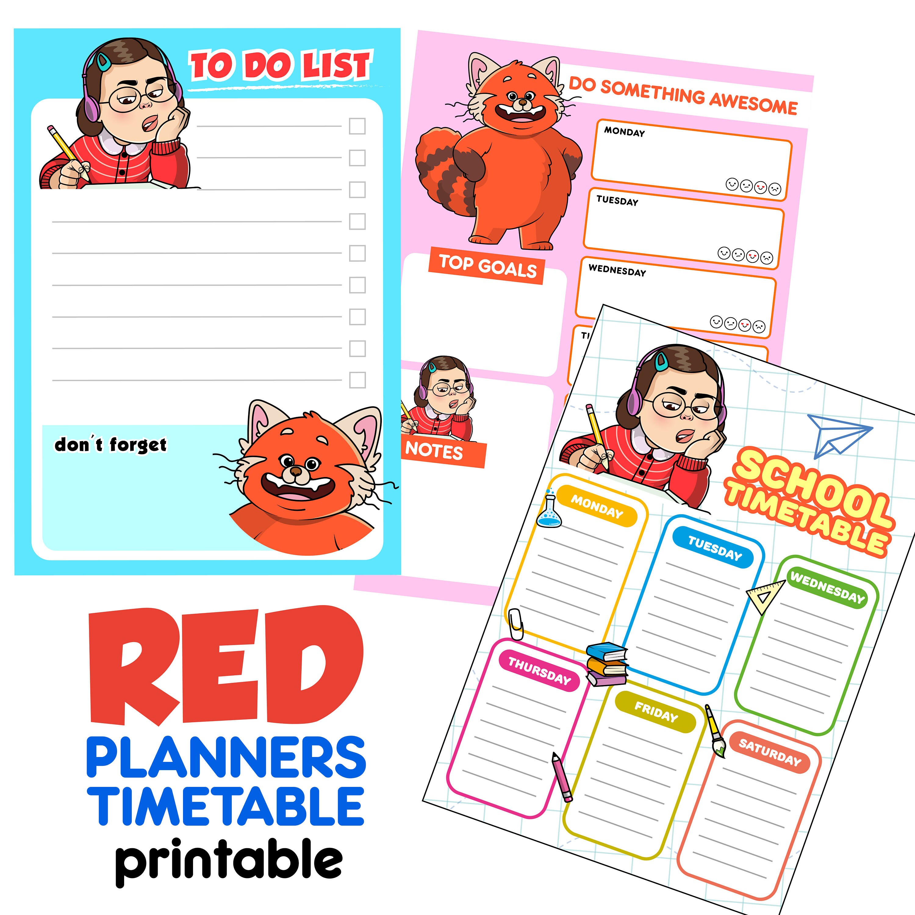 Red Panda Planner Printable Turning Red Planner Turning Red Etsy India