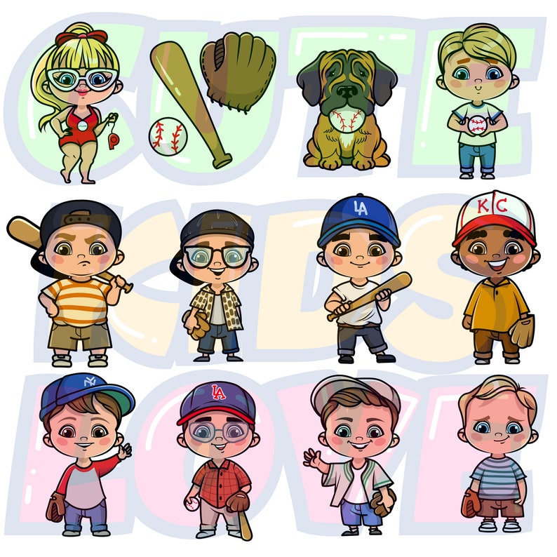 Baseball Kids Clipart the Sandlot Clipart Cute Kids - Etsy