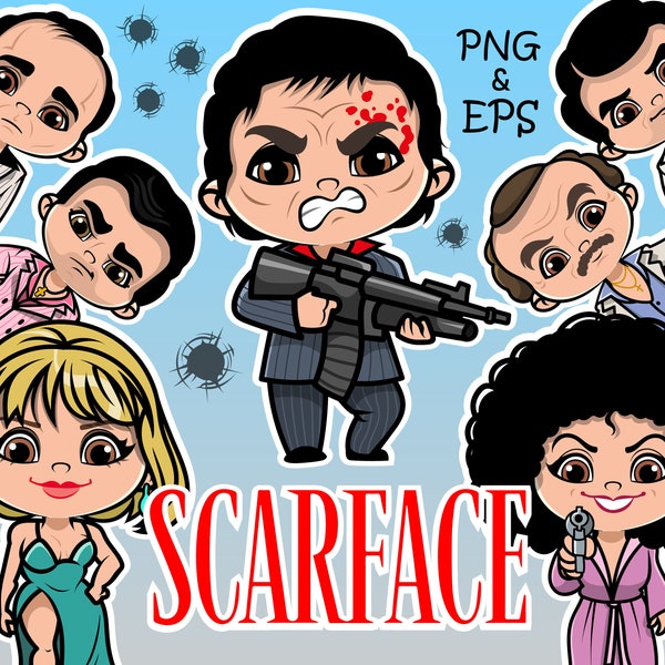 Scarface Al Pacino clipart, Movie 80s bundle, Scarface Tony Montana Manny Ribeira Miami 80s Movies, Scarface bundle png