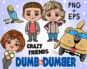 Dumb and Dumber clipart set, Cute friends Clipart, Movie bundle, Dumb and Dumber bundle,mutt cutts van, Lloyd and Harry best friends clipart