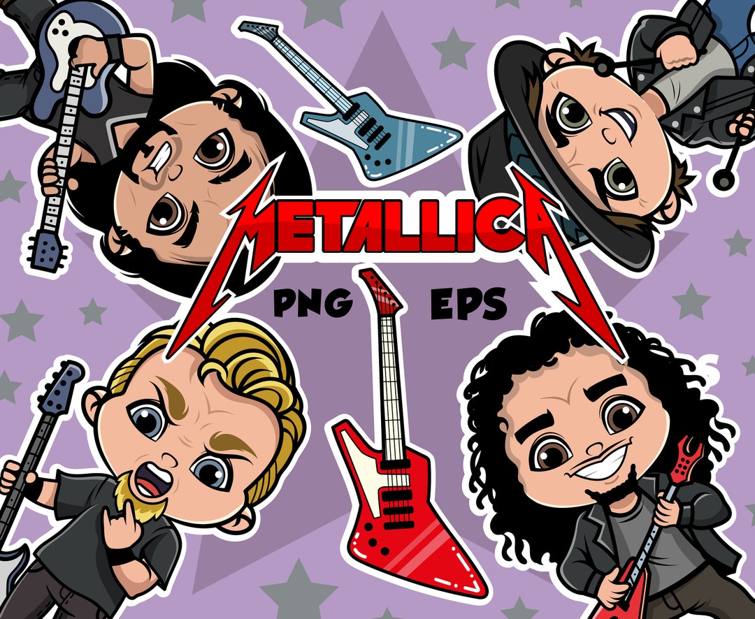 Metallica Band Clipart, Metallica Heavy Metal Rock Music, Cute Rock Music Clipart, Cute Kids