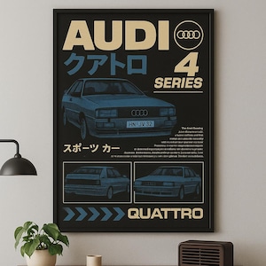 Audi Quattro Retro Poster: Group B Rally Car, 80s Motorsport Art (A1 Digital Download)