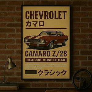 Vintage Chevrolet Camaro Z/28 Poster: Classic Muscle Car Art (Digital File)