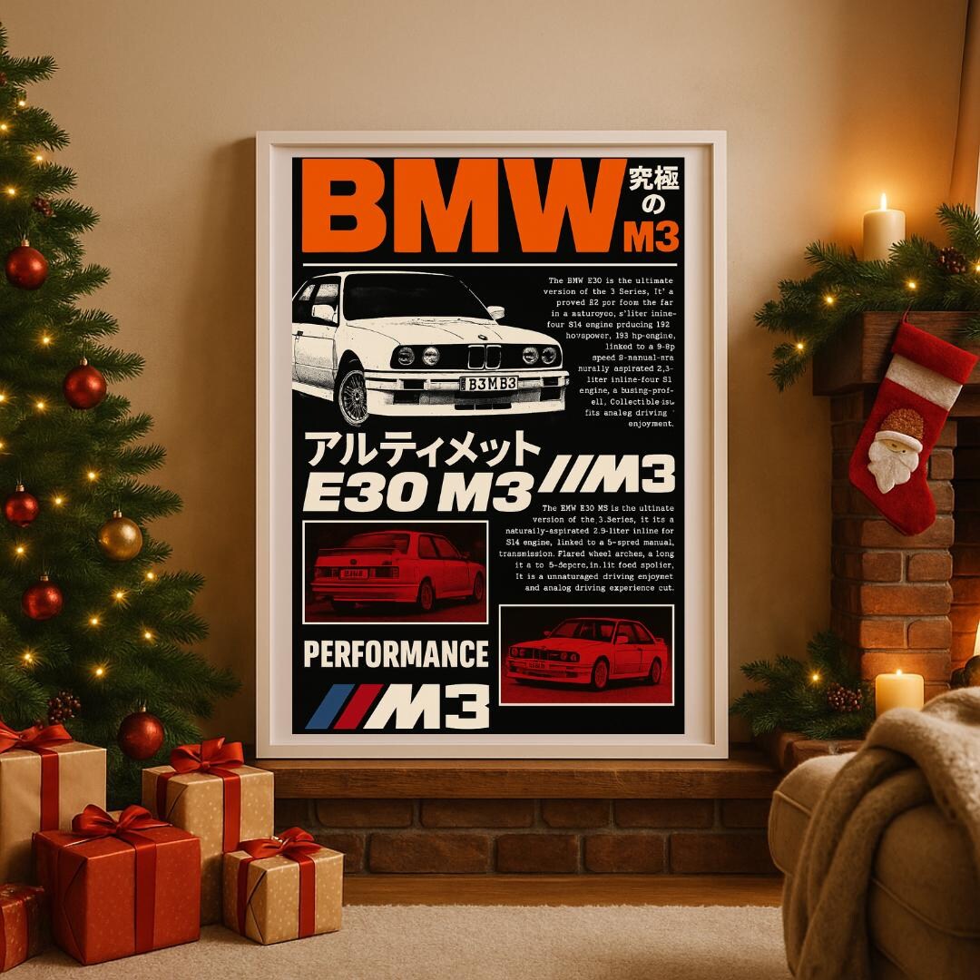 BMW E30 M3 Poster | Retro Japanese Car Art Print | Classic Motorsport ...