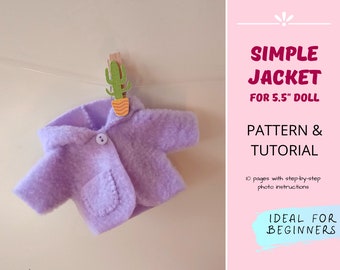 WARM JACKET Sewing Pattern for 5 inch Doll — 5" Patron de vêtement pour poupée, Patron de vêtement pour poupée, Patron de vêtement miniature et Modèle de vêtement pour poupée