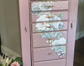 Vintage Rose Jewelry Armoire