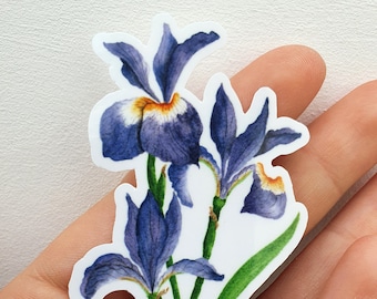Iris Flower Sticker - Watercolor Botanical Vinyl Sticker