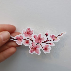 Kersenbloemsticker | Sakurabloesem sticker | Laptopsticker | Tak van kersenbloesem sticker | Laptopsticker met roze bloem