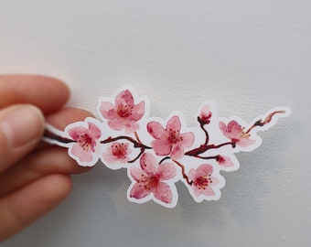 Cherry flower sticker | Sakura blossom sticker | Laptop sticker | Branch of cherry blossom sticker | Pink flower laptop sticker