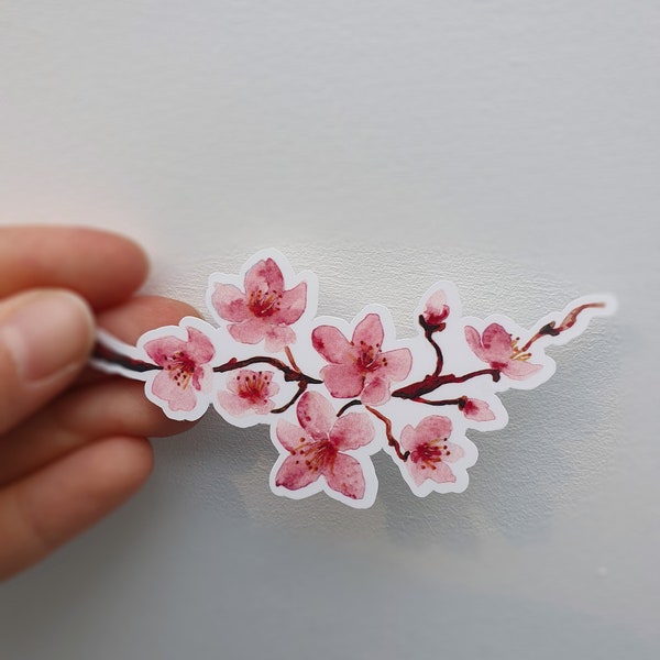 Kirschblumenaufkleber | Sakura-Blütenaufkleber | Laptop-Aufkleber | Zweig der Kirschblütenaufkleber | Laptopaufkleber mit rosa blume