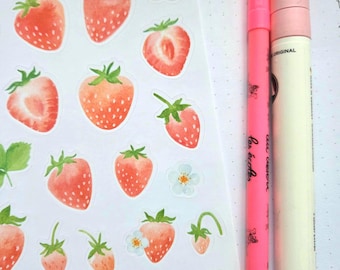 Strawberry Sticker Sheet – Fruit Journal Sticker