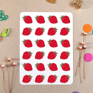 Foglio di adesivi di fragole, foglio di adesivi di frutta kawaii