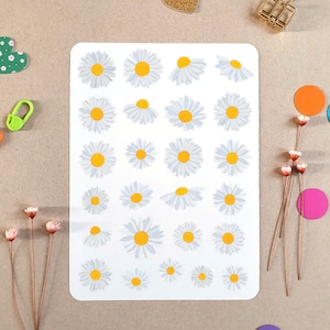 Foglio di adesivi a forma di margherita, foglio di adesivi di carta con piccoli fiori di margherita