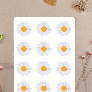 Daisy Stickers Sheet, Round daisy sticker sheet