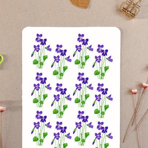 Folha de adesivos de flores violetas