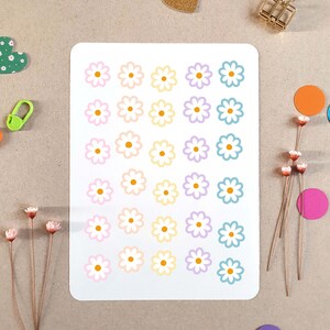 Foglio di adesivi con piccole margherite, adesivo per pianificatore Daisy Love