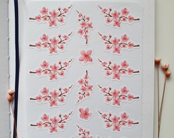 Feuille d'autocollants en fleurs de cerisier - Branche de fleurs en fleurs