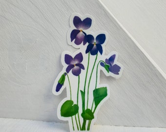 Sweet Violet Flower Sticker: Botanical Laptop Decal
